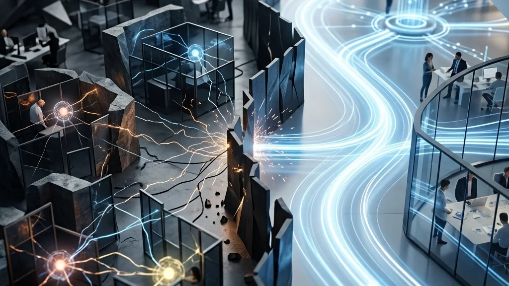 Abstract disconnected nodes representing work silos and the friction of managing an unaligned freelance team.