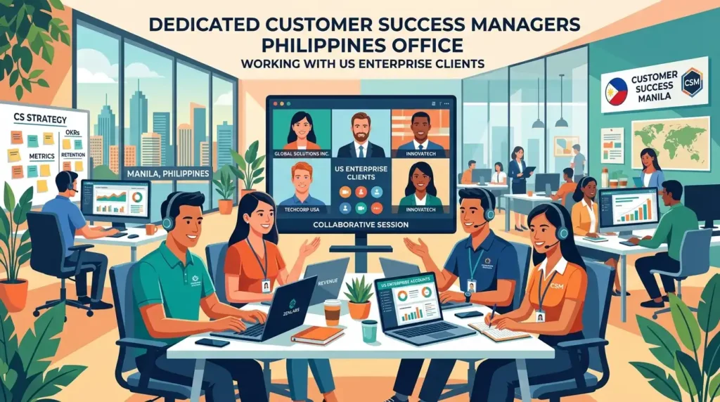 High-caliber customer success managers in the Philippines leading strategic video reviews and proactive client onboarding for US enterprise accounts