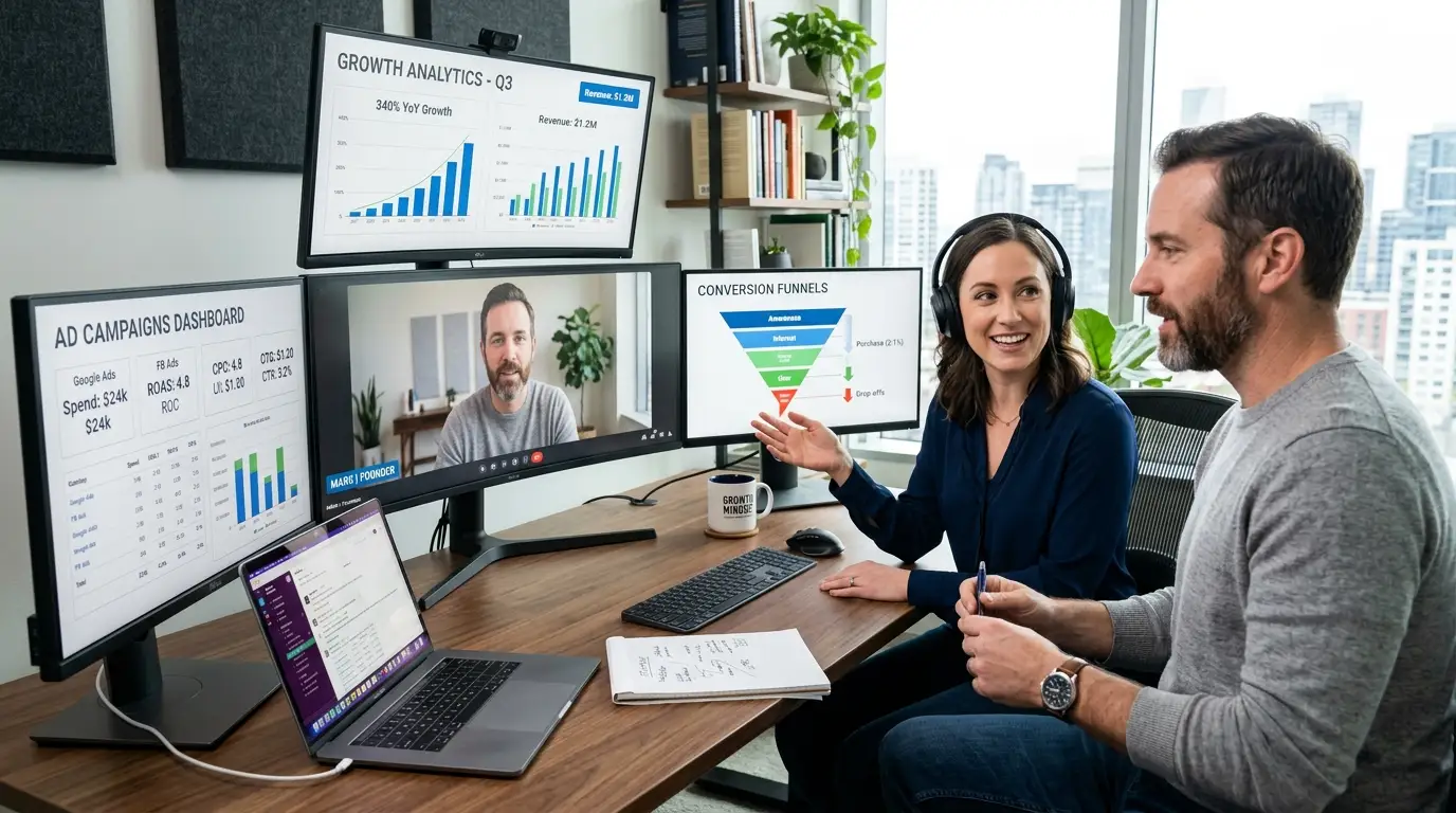 Dedicated remote digital marketing manager collaborating with leadership to optimize full-funnel advertising campaigns and drive revenue.