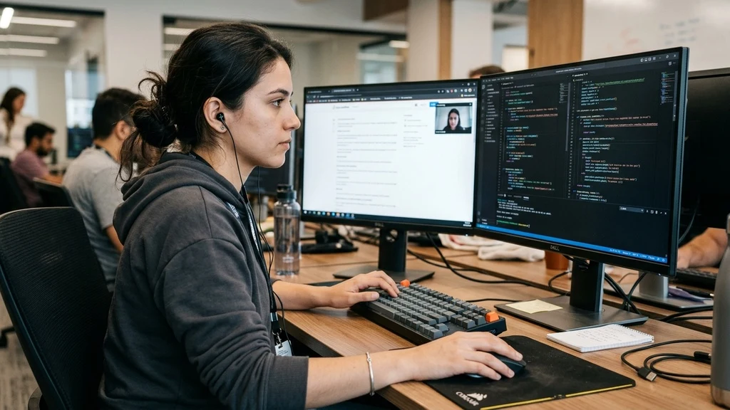 Remote software developer completing a live proctored coding challenge and system architecture audit